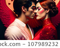 Illustration of people in a love relationship, red color of love 107989232