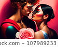Illustration of people in a love relationship, red color of love 107989233