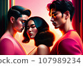Illustration of people in a love relationship, red color of love 107989234