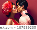 Illustration of people in a love relationship, red color of love 107989235