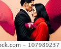 Illustration of people in a love relationship, red color of love 107989237