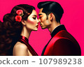 Illustration of people in a love relationship, red color of love 107989238