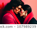 Illustration of people in a love relationship, red color of love 107989239