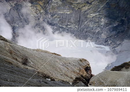 The crater of Mt. Aso that raises the eruption 107989411