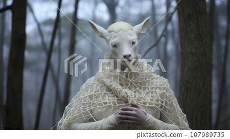 white goat head woman 107989735