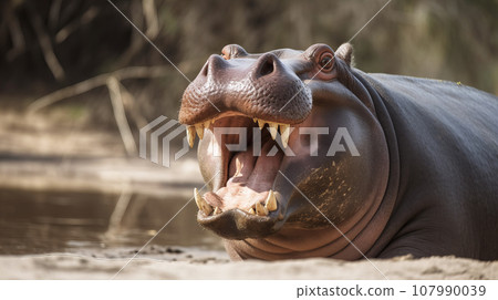 Wild Hippopotamus 107990039