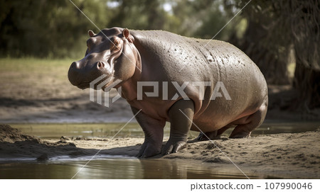 Wild Hippopotamus 107990046