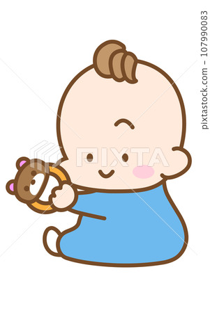 嬰兒坐著用撥浪鼓 107990083