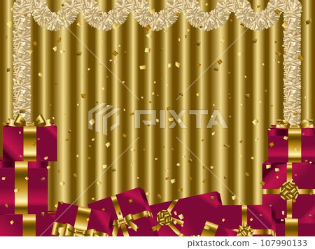 3 gift boxes, curtains, confetti 1 107990133