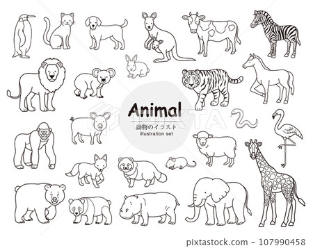 動物插畫集_單色 107990458