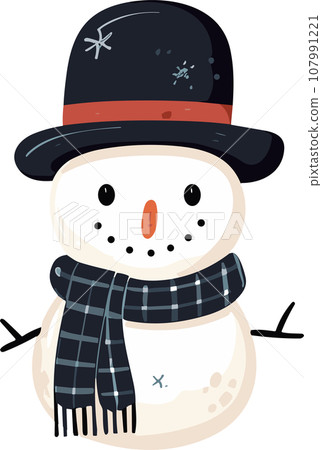 Whimsical Winter Charm with Adorable Snowman 107991221