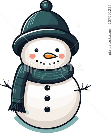 Whimsical Winter Charm with Adorable Snowman Whimsical Winter Charm with Adorable Snowman 107991235