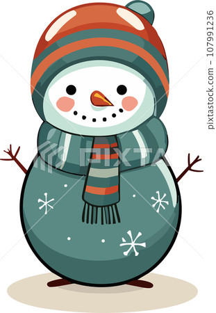 Whimsical Winter Charm with Adorable Snowman Whimsical Winter Charm with Adorable Snowman 107991236