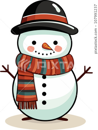 Whimsical Winter Charm with Adorable Snowman Whimsical Winter Charm with Adorable Snowman 107991237