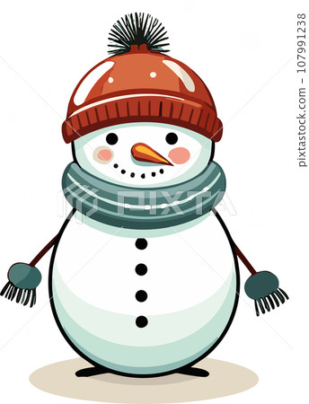 Whimsical Winter Charm with Adorable Snowman 107991238