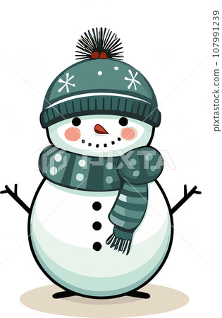 Whimsical Winter Charm with Adorable Snowman Whimsical Winter Charm with Adorable Snowman 107991239