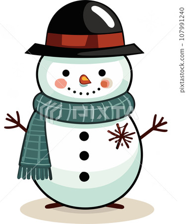Whimsical Winter Charm with Adorable Snowman 107991240