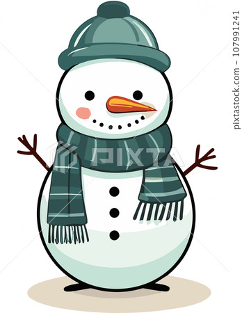 Whimsical Winter Charm with Adorable Snowman Whimsical Winter Charm with Adorable Snowman 107991241