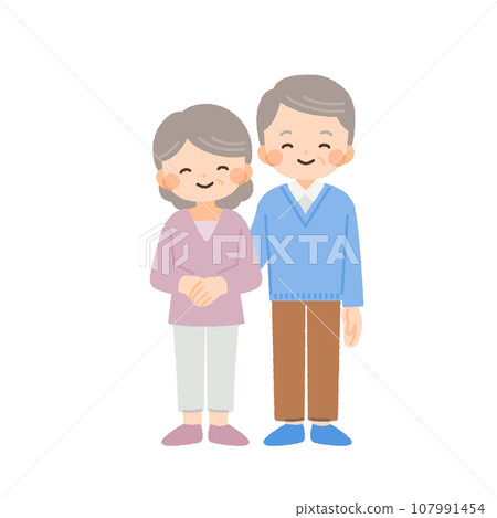 Illustration material of an elderly couple Illustration material of an elderly couple 107991454
