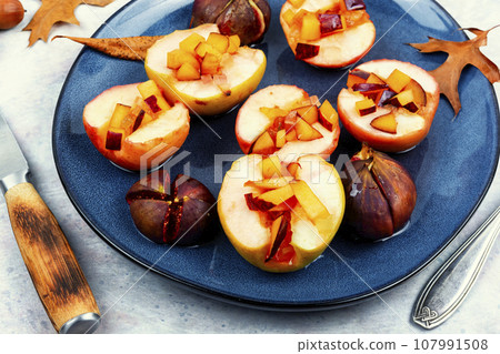 Baked apples and figs Baked apples and figs 107991508