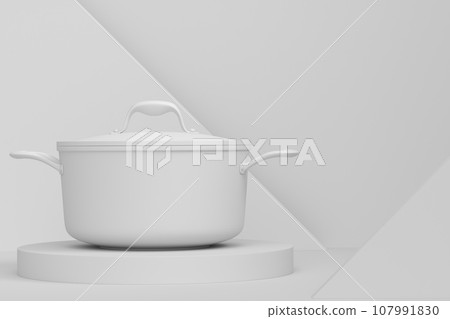 Abstract scene or podium with stewpot on monochrome background. 107991830