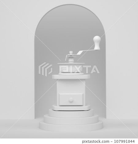 Abstract scene or podium with coffee grinder on monochrome background 107991844