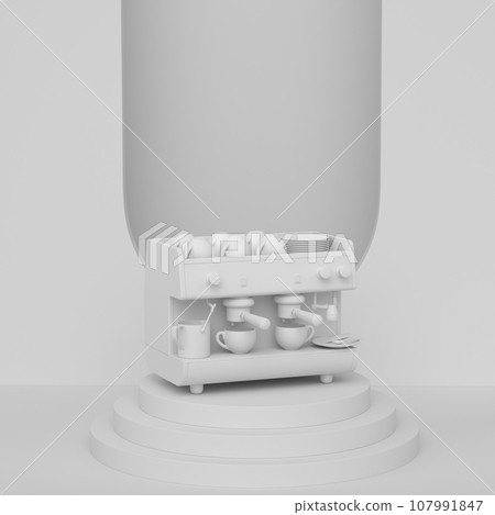 Abstract scene or podium with espresso coffee machine on monochrome 107991847