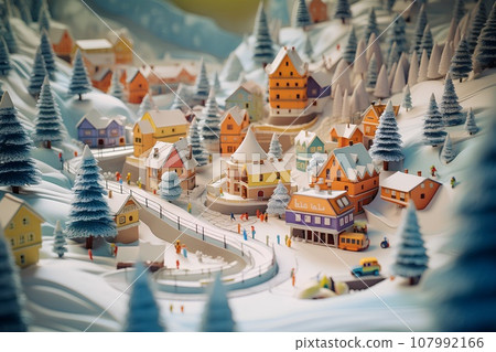 A town with a ski resort (3D) A town with a ski resort (3D) 107992166