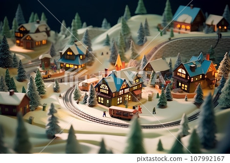 A town with a ski resort (3D) 107992167