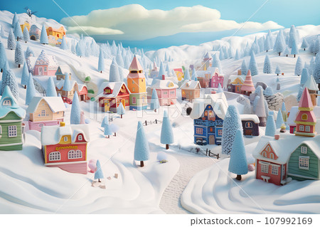 A town with a ski resort (3D) A town with a ski resort (3D) 107992169