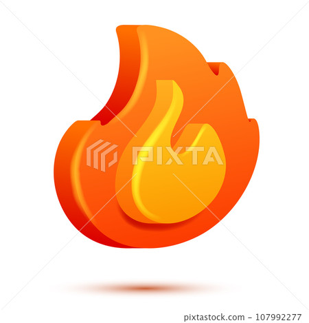 Fire flame 3d vector. Cartoon 3d isolated vector illustration 107992277