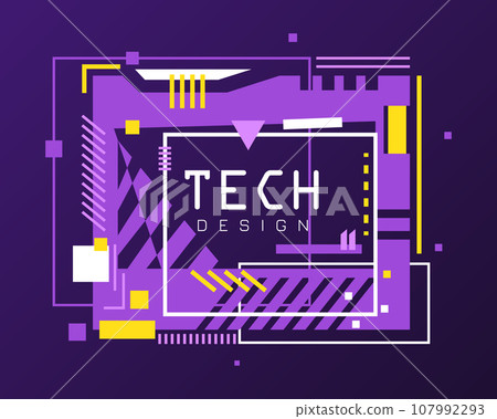 Futuristic geometric banner. Modern technology banner in cyberpunk style. Futuristic hi-tech badge 107992293