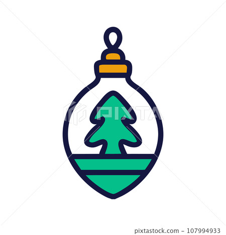 Vector Christmas decoration. Vintage Christmas decorative icons isolated on white. Christmas and New Year. 107994933