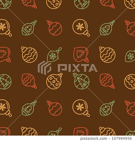 Christmas New Year pattern with Christmas tree toys. Vector design of wrapping paper. Christmas New Year pattern with Christmas tree toys. Vector design of wrapping paper. 107994956