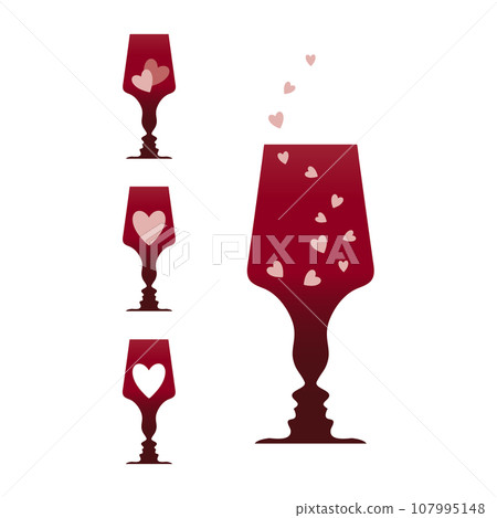set of wineglass with heart. vector set of wineglass with heart. vector 107995148