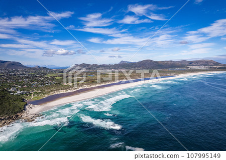 Aerial view of Noordhoek Long Beach in Cape Town, South Africa Aerial view of Noordhoek Long Beach in Cape Town, South Africa 107995149