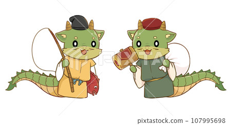 Dragon characters of Lord Ebisu and Lord Daikoku 107995698