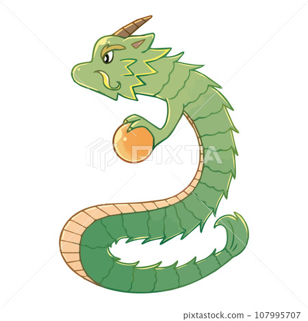 Illustration material of a dragon with a jewel 107995707
