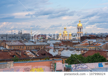top view of the city roofs in the historical center of Saint Petersburg before the onset of a thunderstorm top view of the city roofs in the historical center of Saint Petersburg before the onset of a thunderstorm 107996024