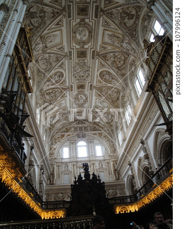 Church in the Mezquita, central chapel (Mayor chapel) choir seat [Cordoba, Spain] 107996124