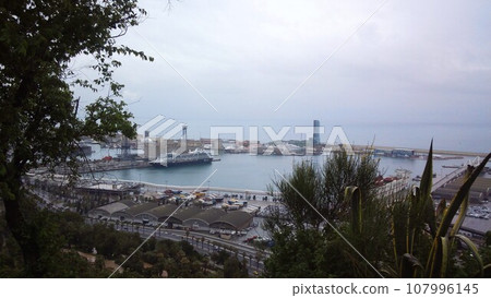 Port seen from Montjuic Hill [Barcelona, Spain] 107996145