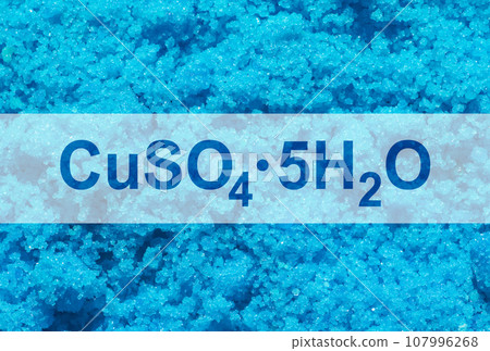 Copper(II) sulfate with chemical formula. Chemical ingredient used in medical and public health issues. Copper(II) sulfate with chemical formula. Chemical ingredient used in medical and public health issues. 107996268