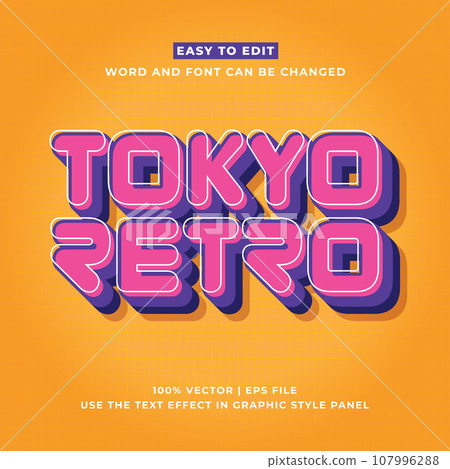 Tokyo japan y2k streetwear colorful slogan typography editable text effect 3d cartoon template style premium vector 107996288