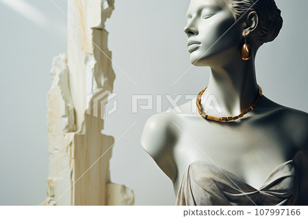 Statue with jewelry, bust of woman wearing - Stock Illustration  [107997165] - PIXTA