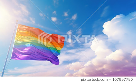 LGBTQ flag over the colorful sky 107997790