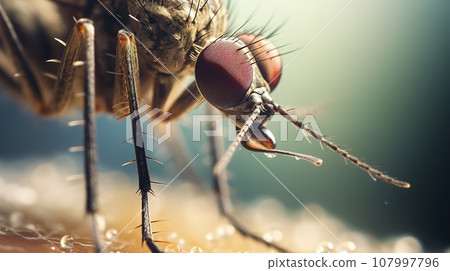 Macro detail to mosquito sucking human blood, insects Macro detail to mosquito sucking human blood, insects 107997796