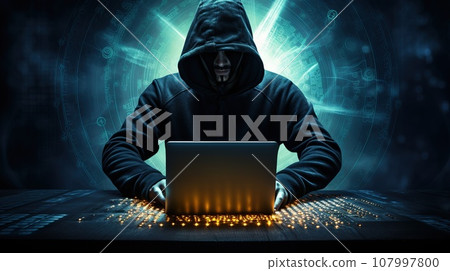 Silhouette of the hacker committing digital cybercrime, IT issue Silhouette of the hacker committing digital cybercrime, IT issue 107997800