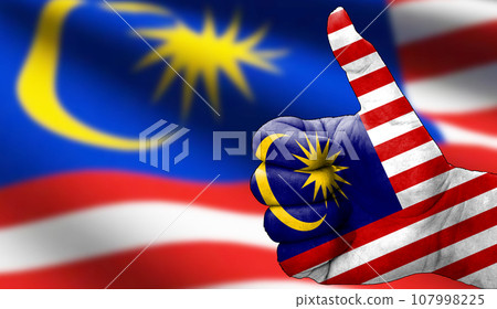 thumbs up in approval with the malaysian flag painted thumbs up in approval with the malaysian flag painted 107998225