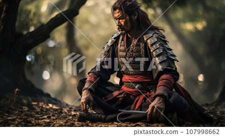 穿著日本盔甲的武士 穿著日本盔甲的武士 107998662