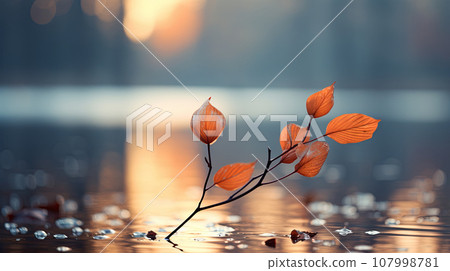 Closeup of leaves on a branch in autumn. autumn background Closeup of leaves on a branch in autumn. autumn background 107998781